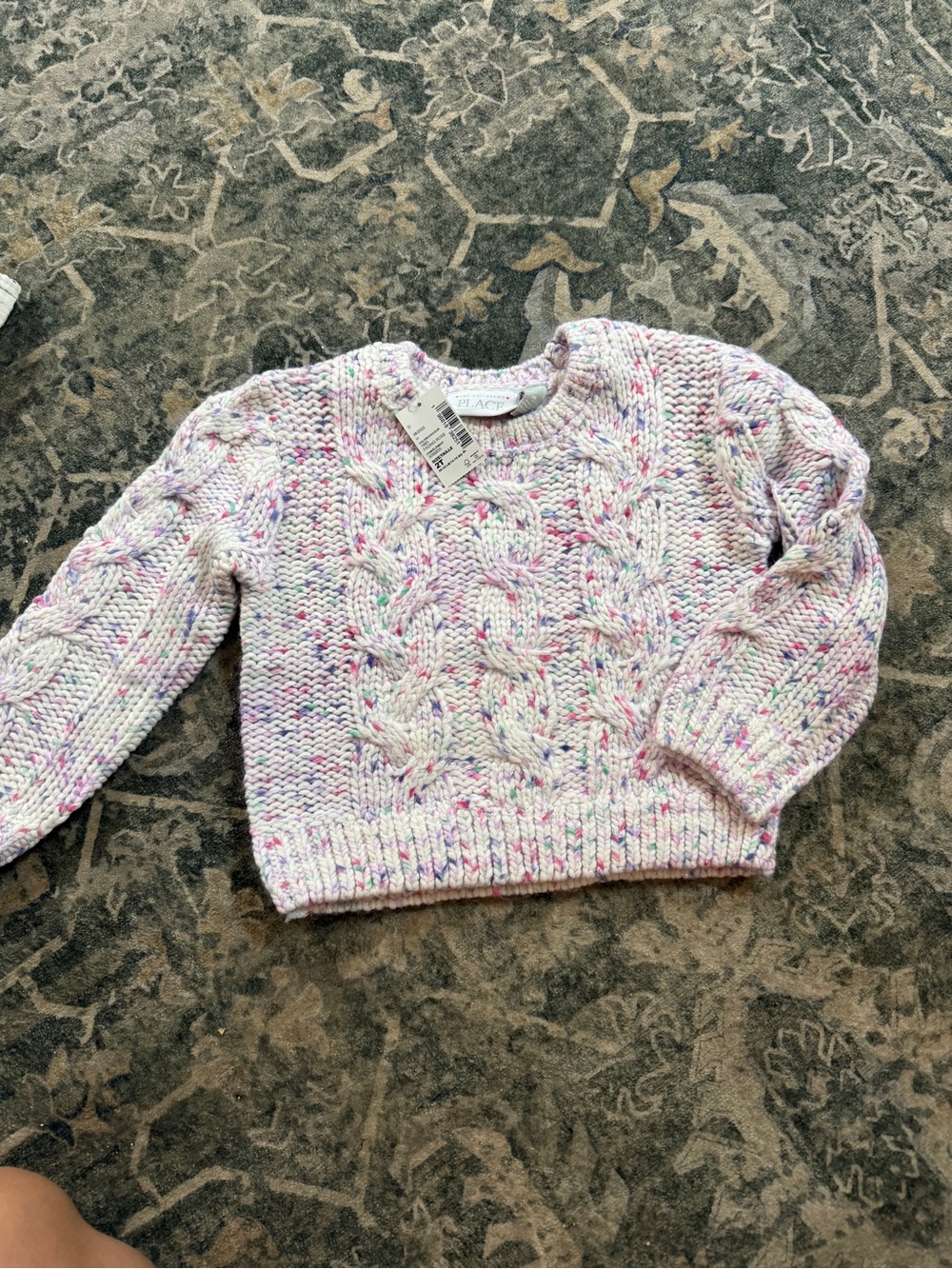 The Children's Place Pastel Speckled Cable Knit Crewneck Sweater